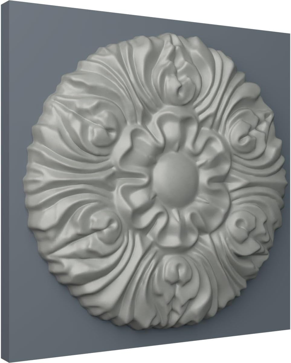 Primed Floral Round Rosette 3 7/8" Diameter