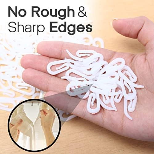 Yuhman 200-Pack Premium White Plastic Curtain Hooks, 2.8cm x 1.2cm, Versatile Heavy, Duty Design for Windows Doors - Image 2