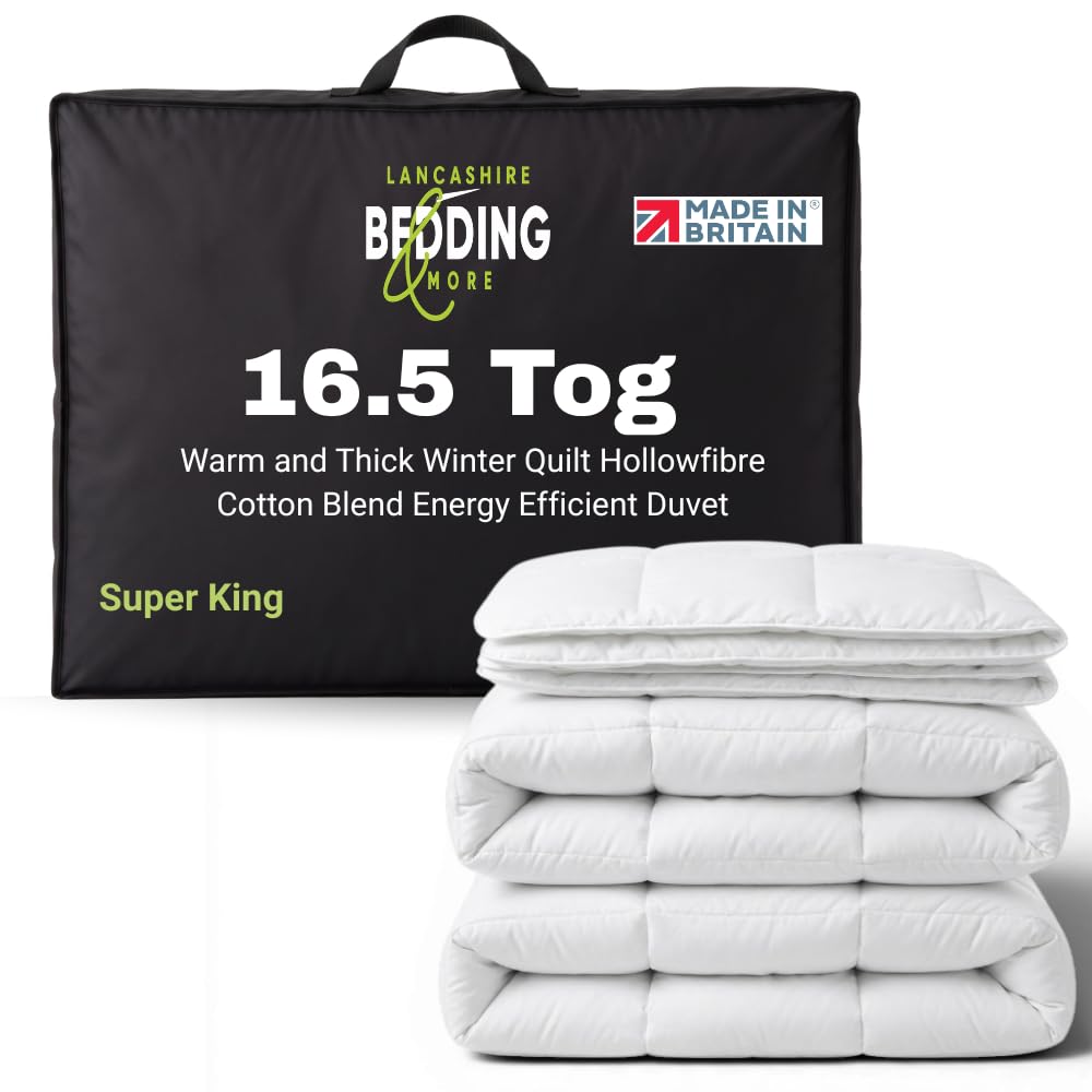Lancashire Bedding 16.5 Tog Winter Duvet, Thick Warm Quilt, Hollowfibre Cotton Blend, Energy Efficient Duvet, Super King Size 260x220 cm (102"x86"), Ideal for Cold Weather, Comfortable Quilted Blanket — image 1
