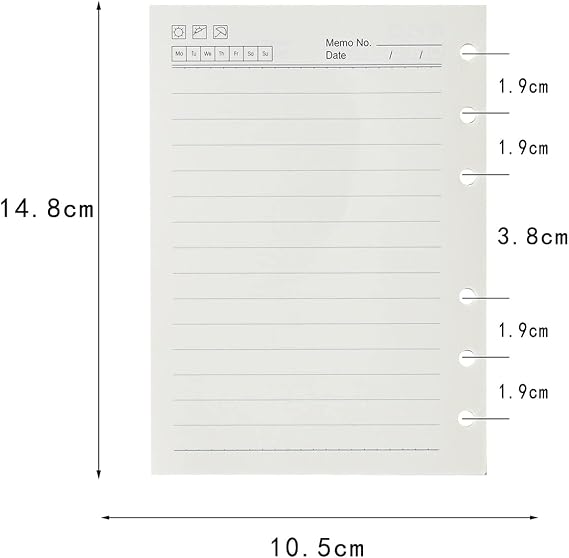 Moterm Lined Refills for True-A6 Ring- Undated Inserts Set of 2 (5.83 inch x 4.13 inch)