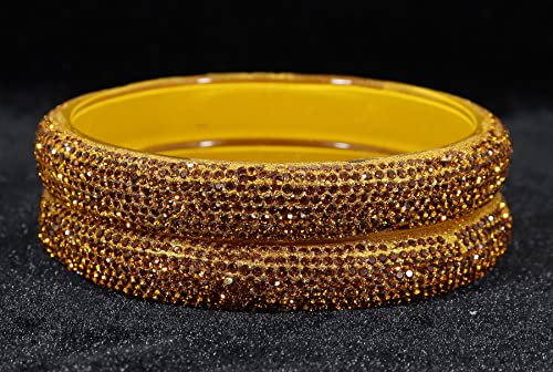 Image of NMII Glass with Zircon Gemstone and Glitter Kada Set For Women and Girls