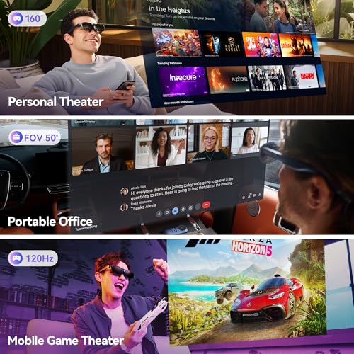 Rokid AR Joy Pack AR Glasses, Android TV Smart Glasses with 160" Micro-OLED Display, Google Play, Media Streaming, HDCP Support & Cloud Gaming, Console, iOS&Android,Windows Compatible