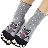 Women Toe Socks Funky Finger Socks Cute Cartoon Cotton Socks (Lucky Cat)