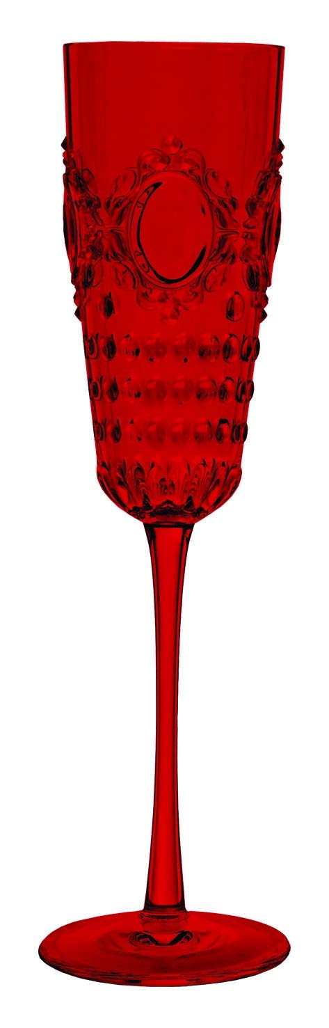 Flauta de champán roja para copas de cava reutilizables en bodas y catering