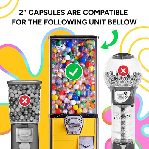 Empty Colored Round Capsules 2 inch 50 pcs Bulk 7 Colors Capsule for Gumball Machines Plastic Containers 50 mm