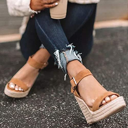 UTIKLIOU Wedge Sandals for Women Platform Sandals Open Toe Wedge Heels Casual Summer Sandals4
