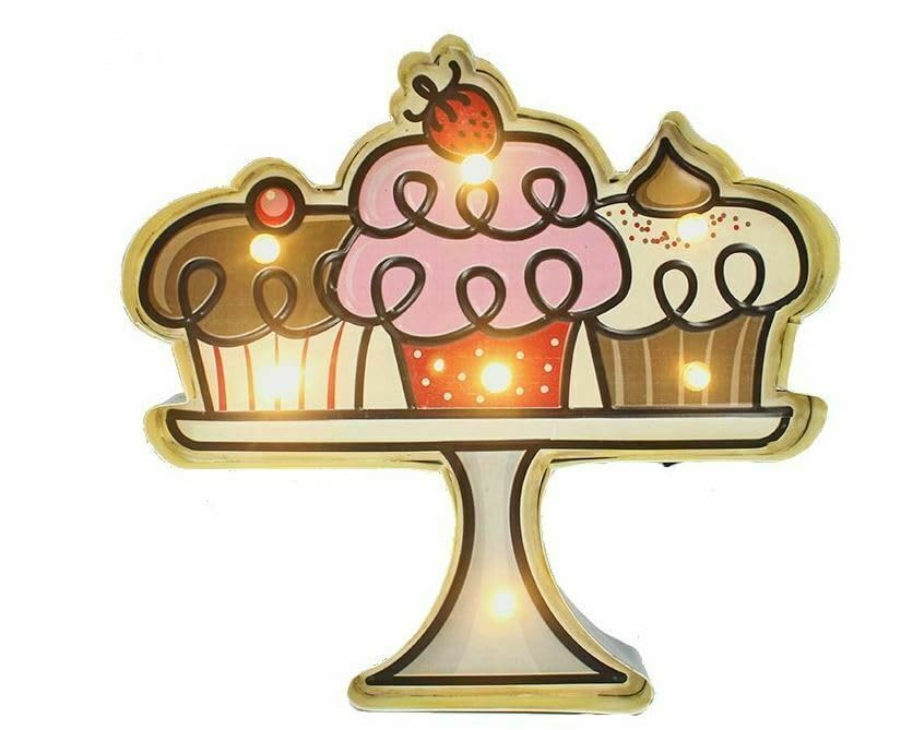 Placa de metal vintage con logotipo LED 3D para cocina, magdalenas, cuevas, decoración de pared