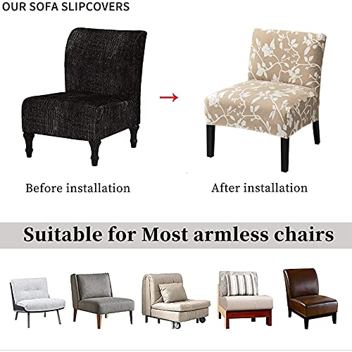 Image of Eco-Ancheng Armless Chair Slipcover Removable Armless Accent Chairs Covers Washable Armless Slipper Chair Slipcover Printed Armless Chair Furniture Protector Covers for Living Dining Room Hotel