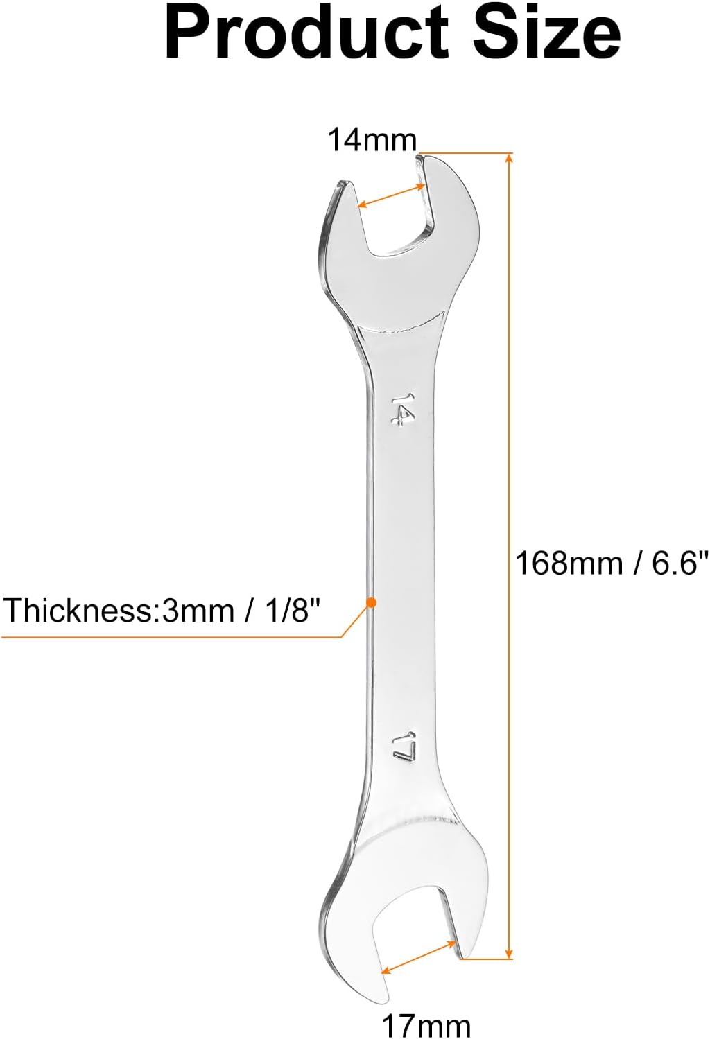 HARFINGTON Super Thin Open End Wrenches Metric, 14mm x 17mm, Slim Chrome-Vanadium Steel Wrench Tool for Tight Space Repair