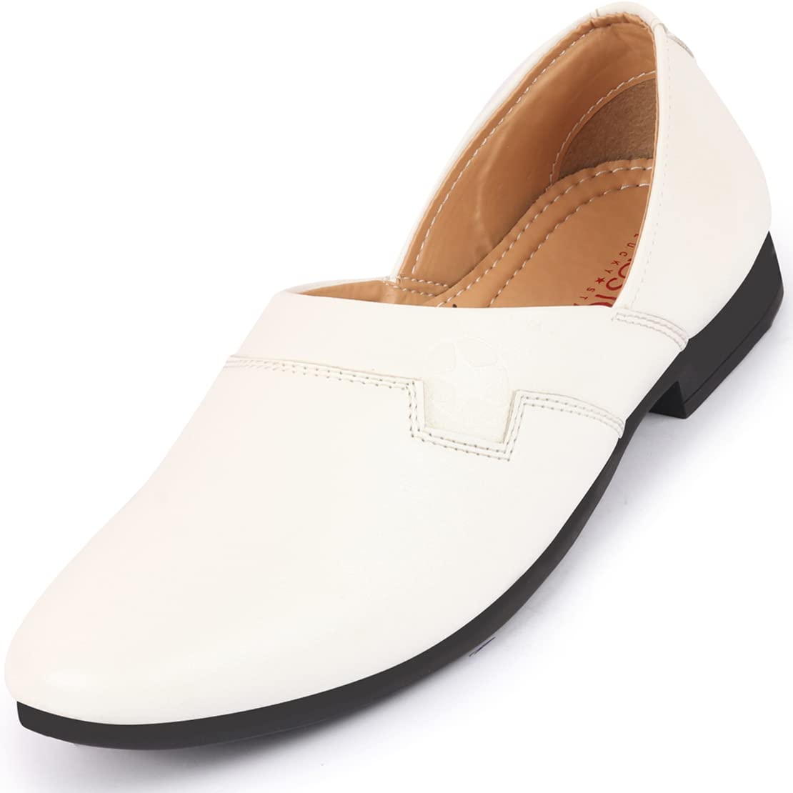 FAUSTO FST FOSME-2048 WHITE-41 Mens White Wedding Party Evening Ethnic Colorblocked Slip On Juttis and Mojaris (7 UK) (B0C3HTLFZR) Amazon Price History, Amazon Price Tracker