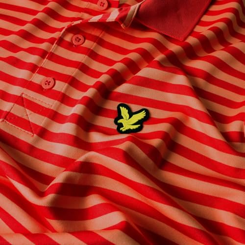 Lyle & Scott Mens Golf Broad Stripe Polo Shirt - Birdie Red/Red Bud - XXL - Image 3
