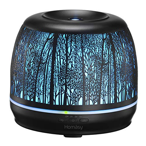 Homasy 500ml Diffuseur d'Huiles Essentielles, Veilleuse à 14 Couleurs, Humidificateur à Brume Fraîche, Silencieux 23 dB
