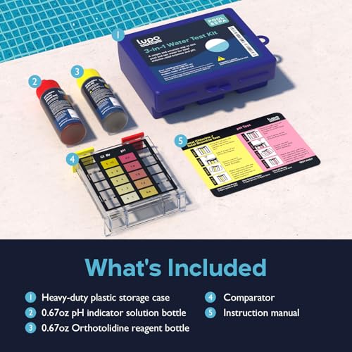Lupo 3-in-1 Pool Test Kit | Pool Testing Kit for Residential Swimming Pools & Spas for Testing Total Chlorine, Total Bromine & pH | Pool Chemical Test for Quick & Accurate at-Home Pool Water Testing