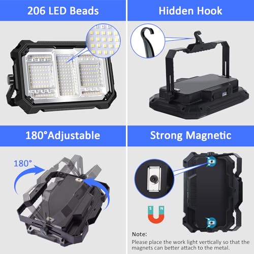 Foco LED Recargable Portátil de 8000LM con Base Magnética e IP53 Exterior 5