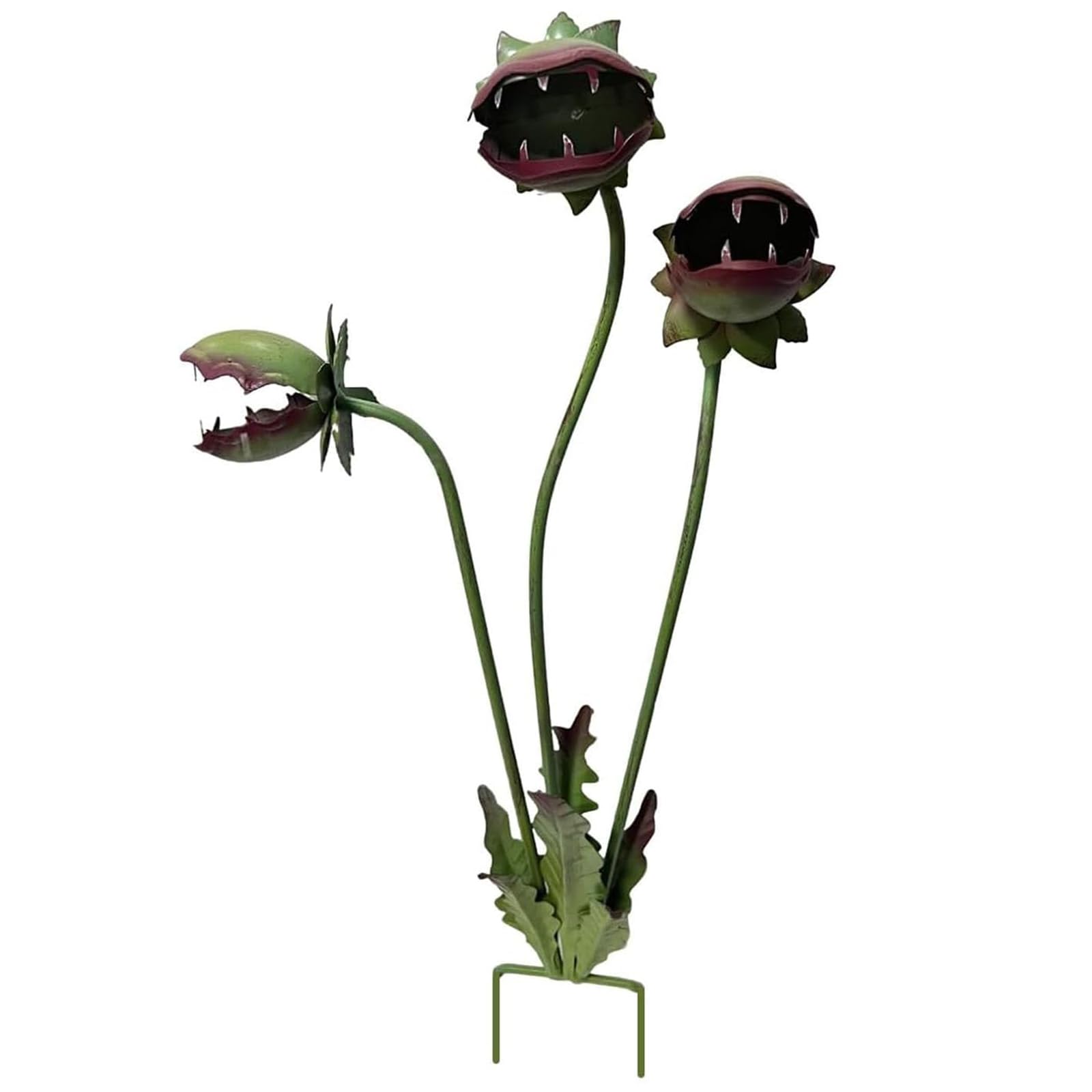 Whimsical Metal Carnivorous Plant Garden Stake, 25-Inch Large Venus Flytrap Mon-ster Plant Sculpture, Venus Flytrap Artificial Flowers with Stakes, Durable Decorative Yard Art for Garden Patio Lawn