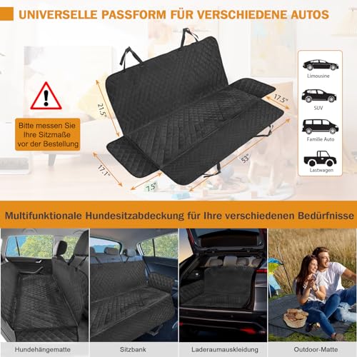 Gartstary Hundedecke Auto Rückbank 4-in-1 – Halten Sie Ihr Auto sauber, Kratzfest & rutschfest, Hundedecke Rücksitz mit Seitenklappen – Hundematte Rückbank wasserdicht für PKW SUV LKW