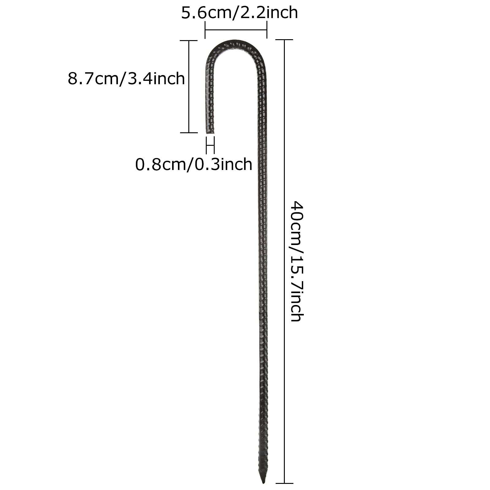 ACXFOND 16 Inch Rebar Stakes, 12Pcs Heavy Duty Rebar Stakes J Hook 5/16 Ground Stakes Tent Stakes Rust Proof Coated Ground Anchors with Chisel Point End for Camping Camping Tent
