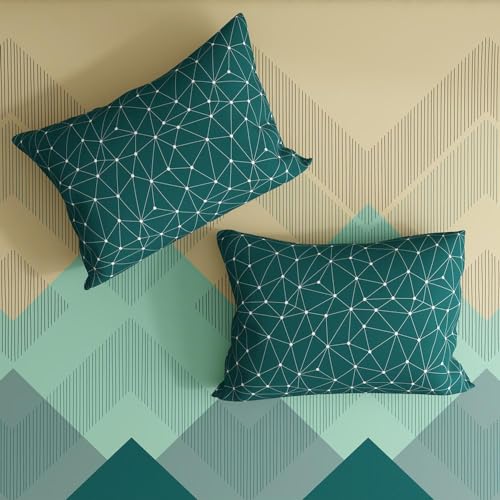 Image of Wakefit Cotton Fitted Bedsheet | 200 TC Elastic Fitted Sheet, Queen Bed Bedsheet with 2 Pillow Covers | Michele - 78x60 inches