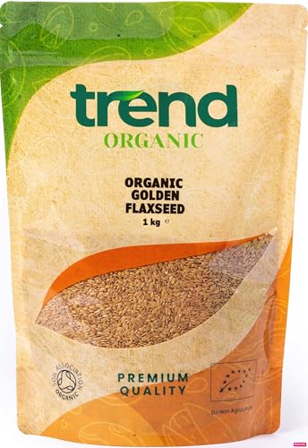 Trend Organic Golden Flaxseed 1kg-Lighter Hue Milder Taste High in Protein & Fibre and Omega-3s Certified Organic Vegan GMO-Free No Additives No Preservatives Raw Whole Seeds