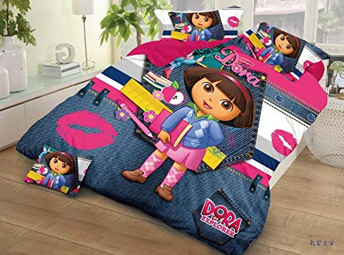 DANWRICH TEXTURE Super Soft Designer Glace Cotton Double Bedsheet with 2 Pillow Cover-Size_90X100-Kids Version-Multi