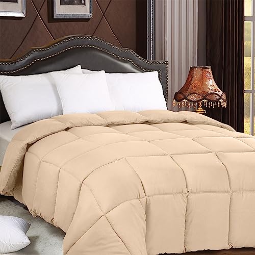 Image of Utopia Bedding Comforters King Size, All Season Duvet Insert, Down Alternative Box Stitched Bed Comforter with Corner Tabs, Machine Washable (Beige)