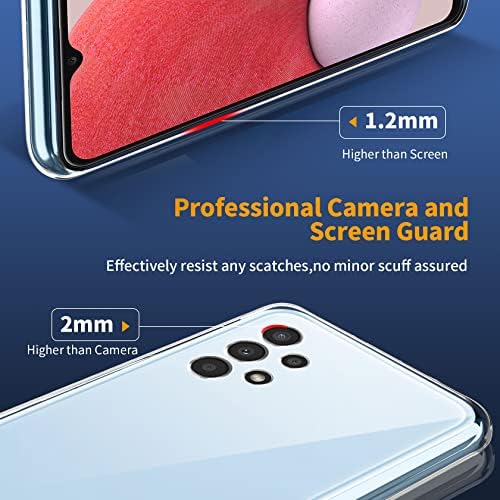 Qasyfanc Case Compatible with Samsung Galaxy A13 4G Case and 2 Pack Tempered Glass Screen Protector, Samsung Galaxy A13 4G Cover with Camera Protection, Clear Silicone Slim Soft TPU Anti-Scratch