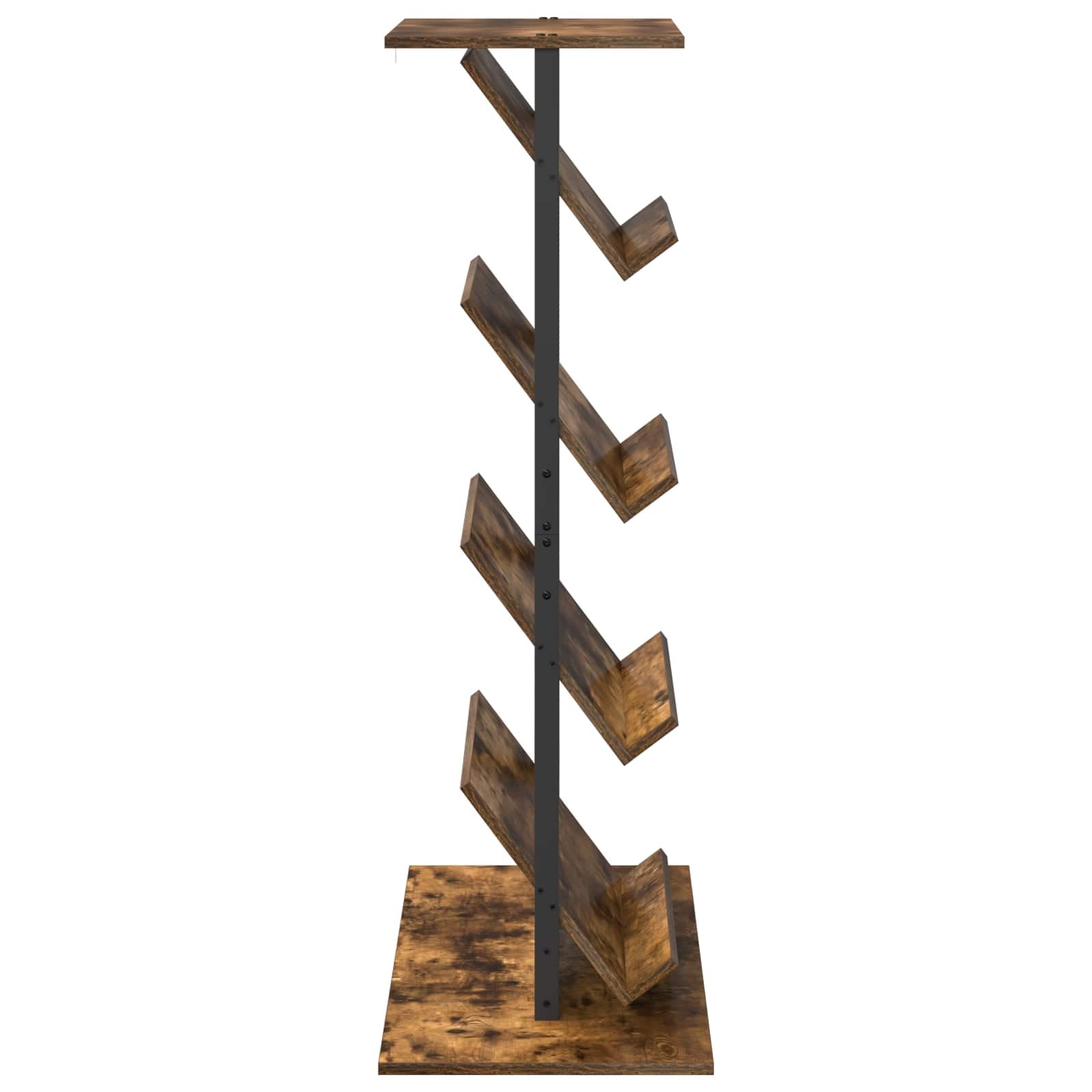 Hothingwell Regał na czasopisma z drewna inżynieryjnego, wędzony dąb 68 x 40 x 123,5 cm, nowoczesny mebel do przechowywania z półką na czasopisma, książki i przedmioty dekoracyjne, prostokątny design