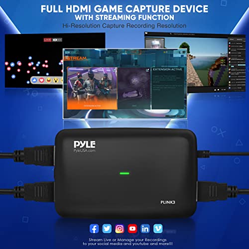 Image of Pyle Capture Card 4K USB3.1 HDMI-to-USB Audio-Video Record via DSLR Camcorder Action Cam, Ultra High Speed, PS3, P4, PS5, Xbox, Nintendo Switch, Wii, Game Streaming, Conference Live Broadcast-PLINK3