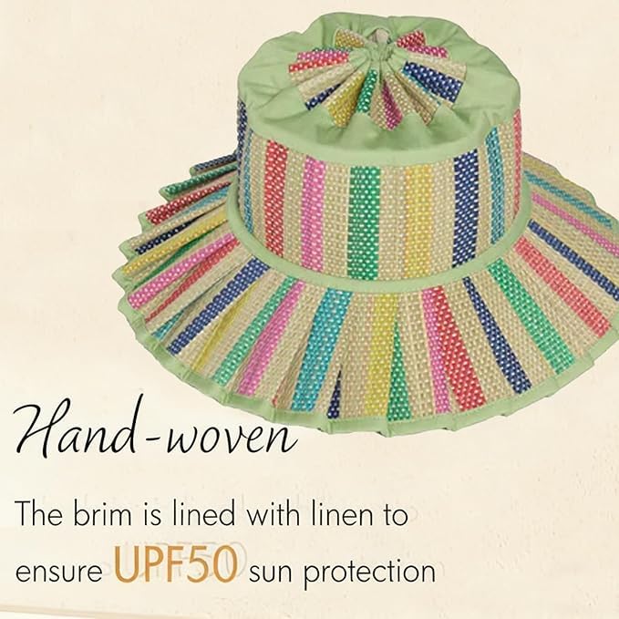 Sombrero femenino Lorna de paja reversible y plisado miniatura 3