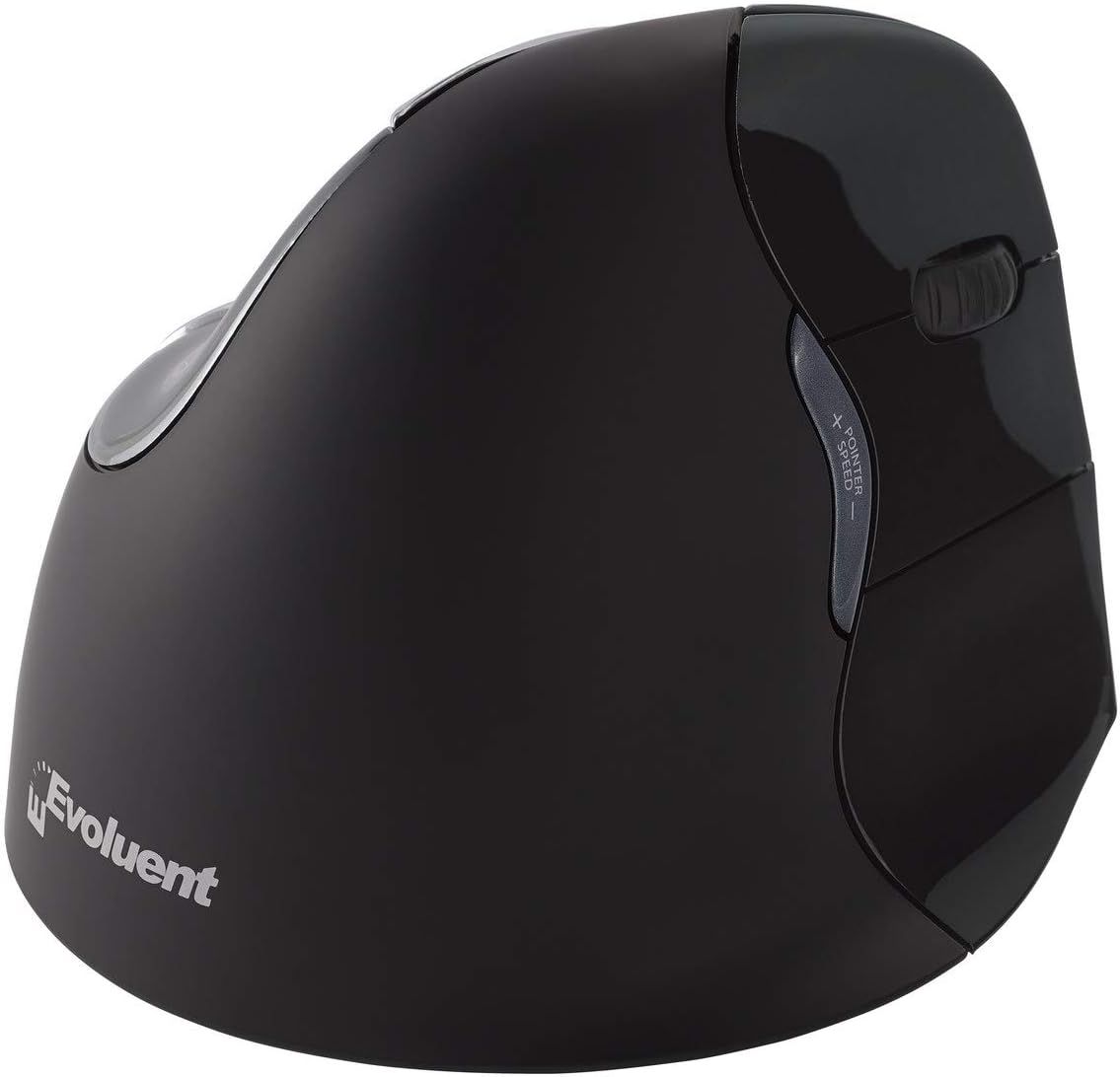 Evoluent – Inventor of The Vertical Mouse – VM4RM Ergonomic Vertical Mouse Right Hand Black Bluetooth for Mac, Med to Large, Sculpted for Comfort, Reduces Wrist Strain, 4 Speeds, Plug-N-Play