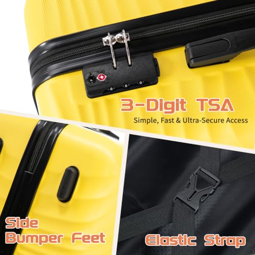 Image of Rosamo Luggage Sets 3 Piece, ABS Suitcase Set (20 /24 /28), Hardside luggage with Spinner Wheels, Travel Luggage, 14x8x9 Airline Approved Carry on, Lightweight Luggage with High-Security Lock
