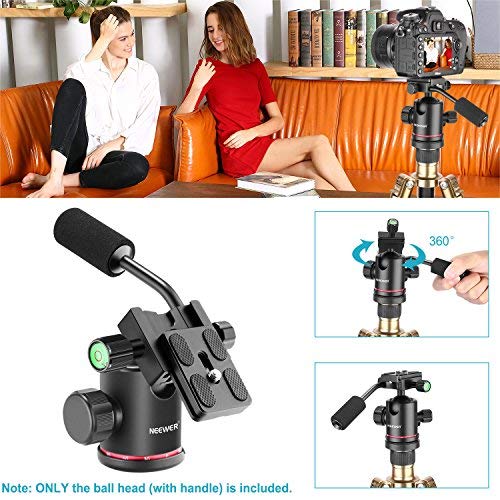 NEEWER Hochleistungs Kamera Stativkopf, Kugelkopf mit Griff und 1/4Zoll Arca Typ QR Platte, 360° Panorama Schwenkkopf für Stativ, Einbeinstativ, DSLR Kamera, Camcorder, Belastung bis zu 17,6lb/8kg – Bild 3