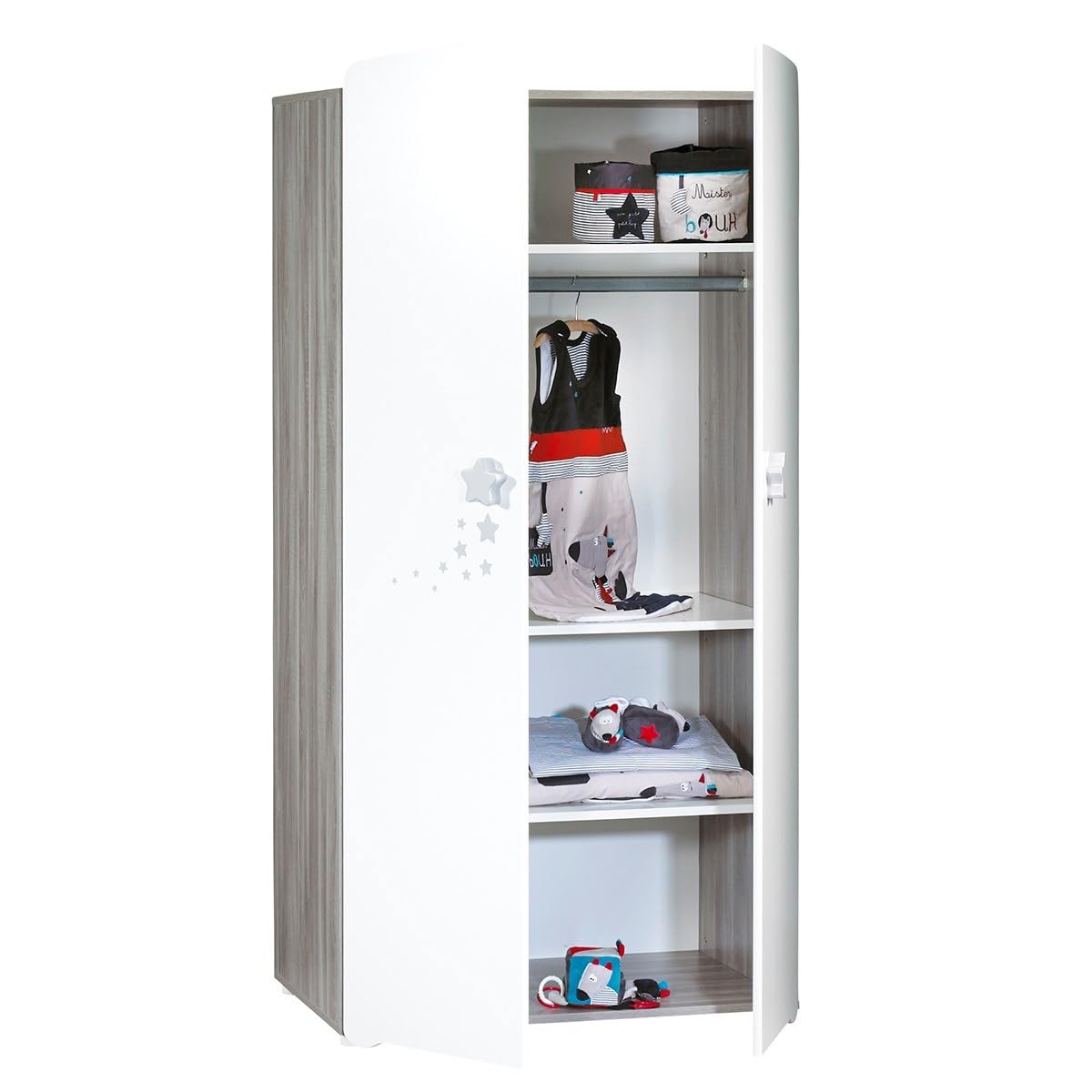 BabyPrice Armadio a 2 ante per bambini 175x85x56 cm legno bianco