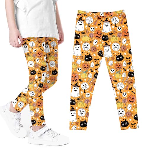 Halloween Leggings for Girls 2025 Scary Print Trousers Breathable Stretchy Tights Pants Trendy Workout Clothes3
