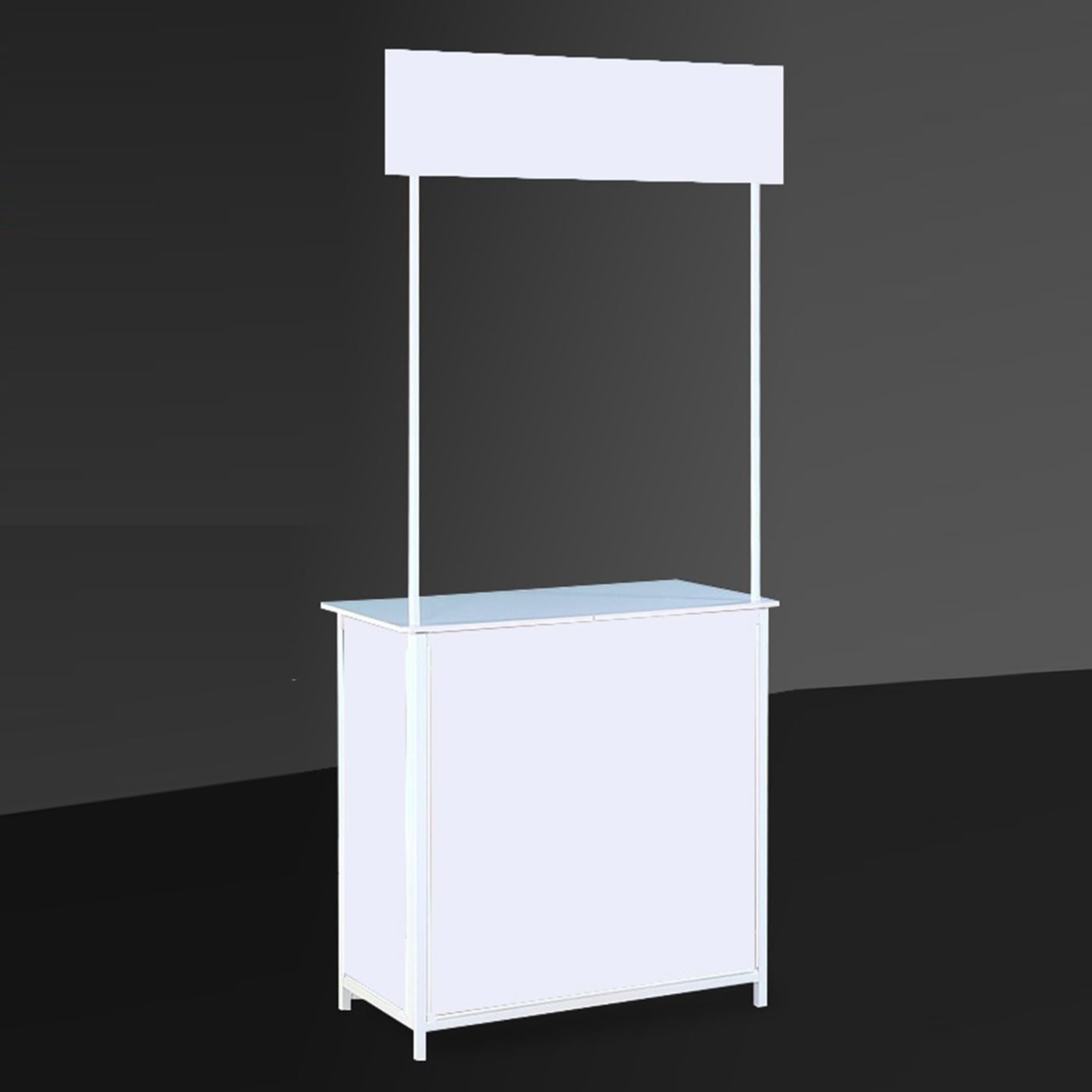 Portable Trade Show Display Counter Table Foldable Reception Podium for Exhibitions Tasting Event Desk with Carrying Bag Advertising Banner Stand for Promotions