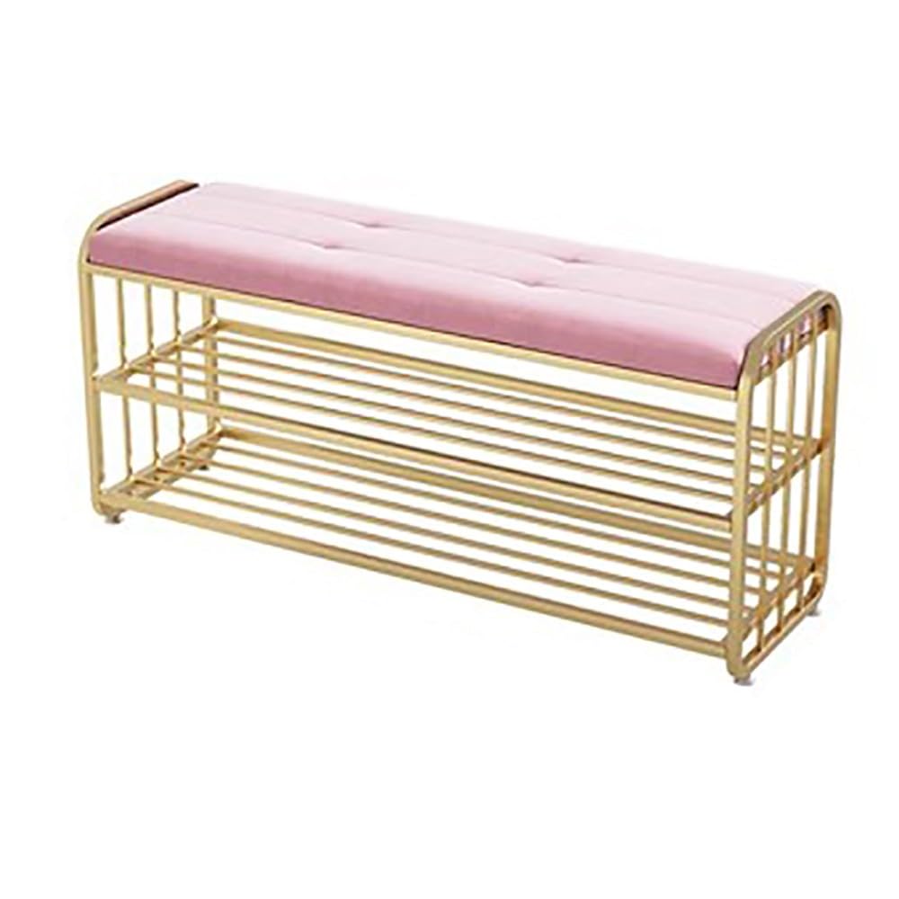 LWJSOCP Industrial Style Shoe Storage Bench with Cushion for Living Room Bedroom Closet Entryway Bench Holds up to 100 kg Available in 30CM/60CM/80CM/100CM sizes