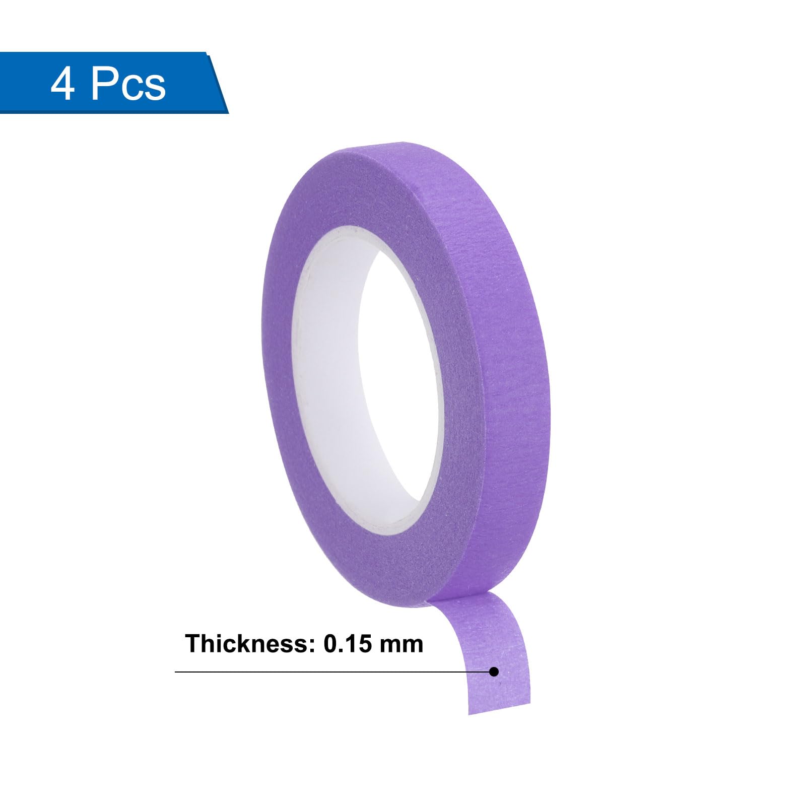QUARKZMAN 4 Pcs 0.4 Pulgadas de Ancho 14 Yardas Cinta de Enmascarar Rosa Rollos de Cinta para Pintores para Hogar Oficina Contratista Comercial Pintura Limpia Sin Goteos Papel Crepé Ancho