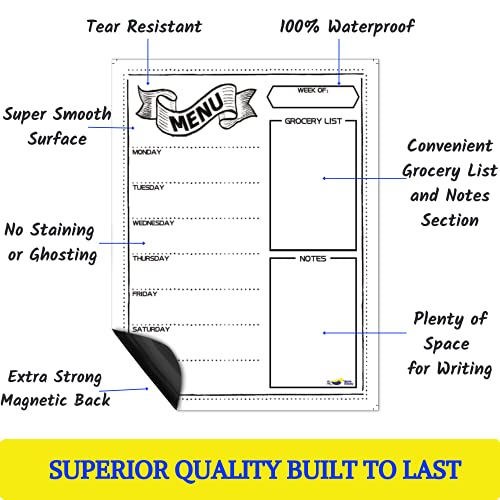Magnetic Meal Planner For Refrigerator - Easy To Clean Dry Erase Menu White Board For Kitchen - 16X12” Grocery List Magnet Pad For Fridge Calendar Whiteboard - 3 Dry Erase Markers And A Large Eraser #TOP4