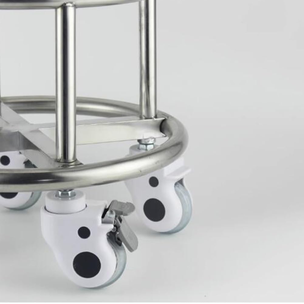 Zfmnoyev Thickened Stainless Steel Bucket Rack, Insulated Bucket Mobile Rack, Soup Pot Rack Mobile Cart, Milk Bucket Rack, Mobile Sanitary Bucket Rack (Color : Silver-B, Size : 38.5x33.5cm)