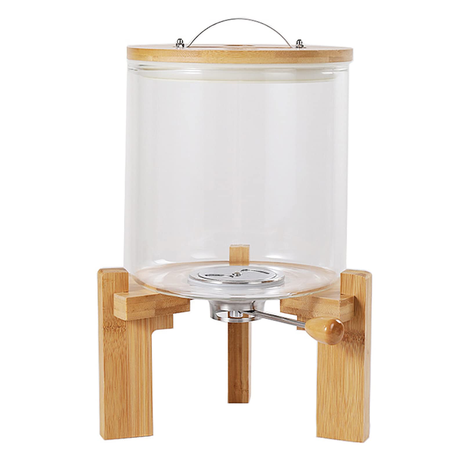 Rice Dispenser, Flour and Cereal Container, 5L/7.5L, Creative Glass Food Storage Container for Kitchen Organization and Pantry Storage, Airtight Lid and Wooden Stand