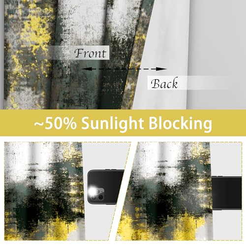 Image of Asuexpect Abstract Curtains 2 Panels Abstract Rust Curtain Room Darkening Grommet Window Treatments Modern Decorative for Bedroom Living Room, 52x96 Inches, Black Yellow