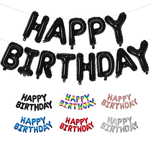 Happy Birthday Banner Balloon, Black Foil Balloon 16 Inch Letters Birthday Party Decorations For Boys Girls Men Women #TOP5