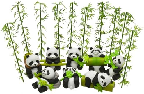 18Pcs Miniature Panda and Bamboo Figurines Set Mini Resin Panda image 5