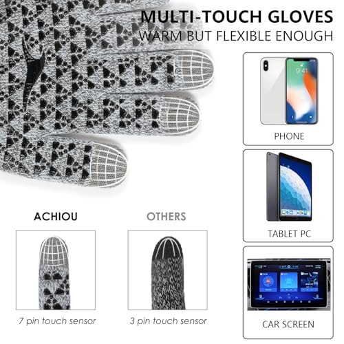 Image of Achiou Winter Gloves, Glove for Men Women, Upgraded Touch Screen Texting Warm Running with Thermal Soft Knit Lining