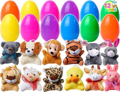 Générique Oeufs de Pâques avec Jouets, Oeufs de Pâques en Plastique Remplis de Peluche Animaux pour la Chasse aux œufs de Pâques, Remplissage de Panier de Pâques,...