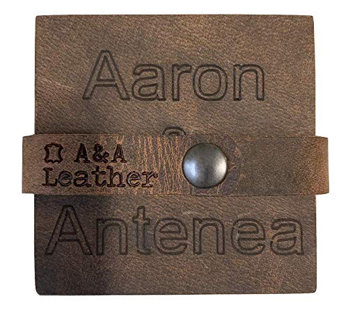 A&A Leather Coasters for Drinks - Pack of 4 Personalized Coasters for Coffee Table - 4x4 - Engraved Monogram Genuine Leather Personalized Gifts For Couples - Great for Housewarming or Anniversary