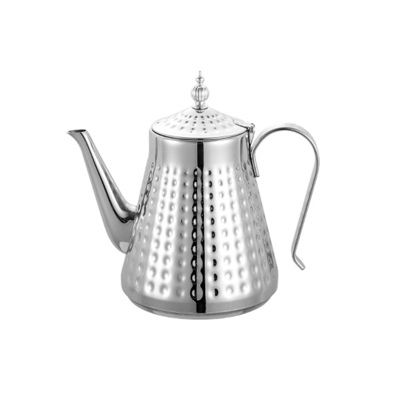 Xjdzineq Stainless Steel Tea Kettle Handle Removable Infuser Perfect Brewing Stovetop Use Hammer Pattern Teapot with Strainer