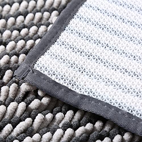 Nuovarugs Bathroom Rug Anti-Slip Chenille Bath Mat Soft And Cozy Super Absorbent Water Non-Slip Machine-Washable Thick Modern For Toliet Bathroom/Kitchen/Living Room 20 X 29.5 Inches(Grey) #TOP7