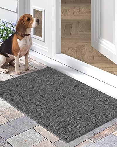 DEXI Door Mat Outdoor 43.5 X 75 cm,Dirt Trapper Mat Non Slip,Front Doormats Outside Shoes Scraper,Waterproof,Easy-Clean Entrance Outdoor Rug for Back Door,Hallway,Garage(Grey)