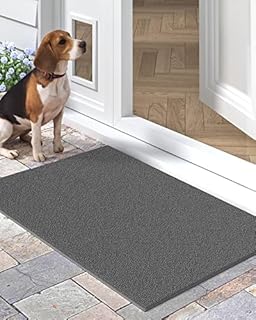 DEXI Door Mat Outdoor 43.5 X 75 cm,Dirt Trapper Mat Non Slip,Front Doormats Outside Shoes Scraper,Waterproof,Easy-Clean Entrance Outdoor Rug for Back Door,Hallway,Garage(Grey)